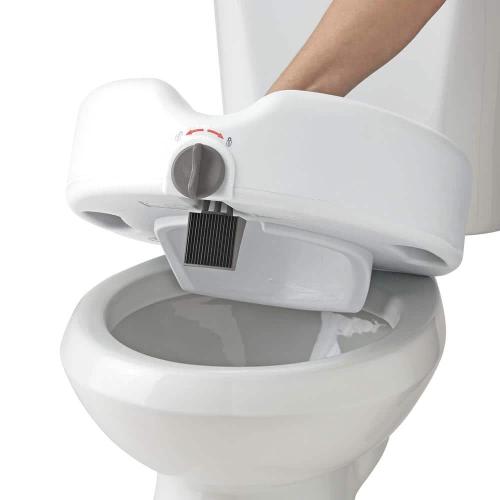 5 in. Elevated Locking Toilet Seat without Arms, White, Microban Treated