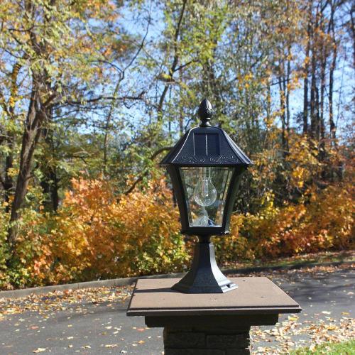 Baytown II Bulb 1-Light Black LED Outdoor Solar Post Light with Wall Sconce and Pier Base Mount Options