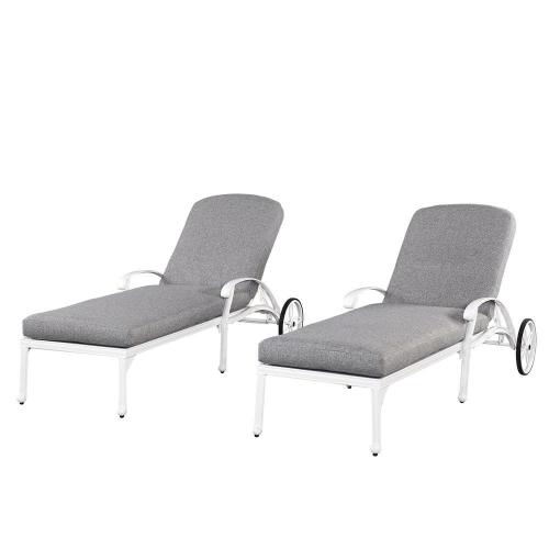 Capri White Cast Aluminum Outdoor Chaise Lounge with Gray Cushion  ( zipper is damage and one part is cracked)