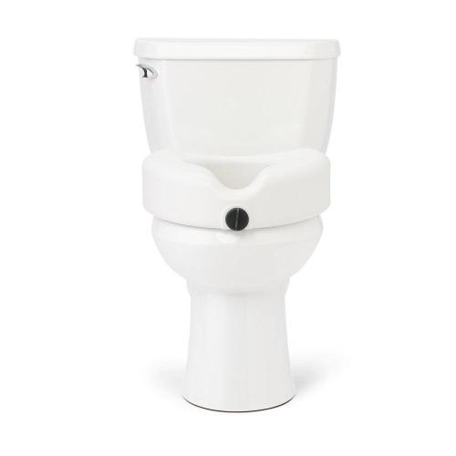 5 in. Elevated Locking Toilet Seat without Arms, White, Microban Treated