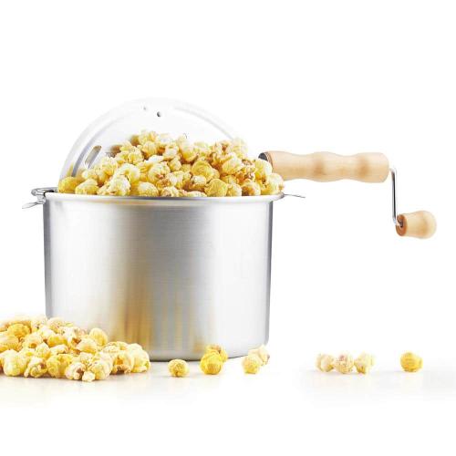 6 qt. Aluminum Stovetop Popcorn Popper Silver