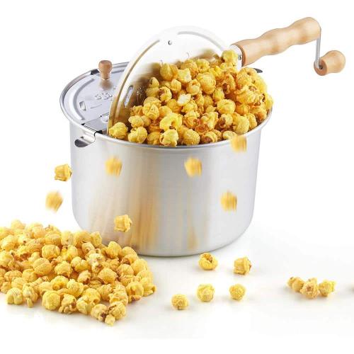 6 qt. Aluminum Stovetop Popcorn Popper Silver