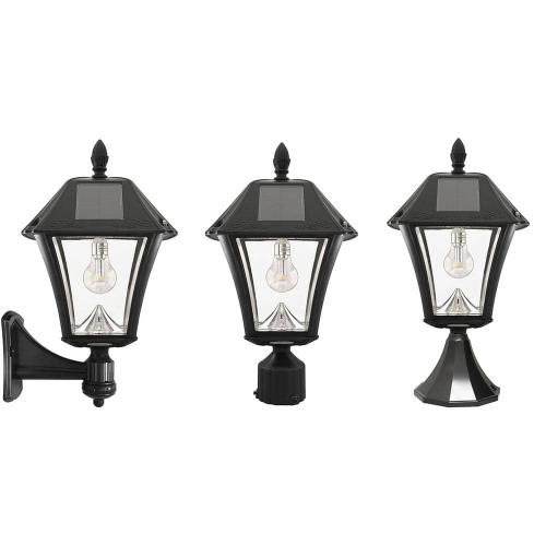 Baytown II Bulb 1-Light Black LED Outdoor Solar Post Light with Wall Sconce and Pier Base Mount Options