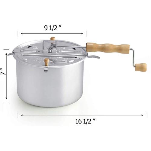 6 qt. Aluminum Stovetop Popcorn Popper Silver