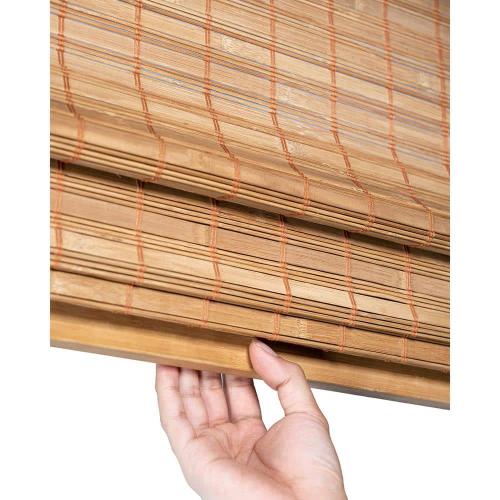 Premium True-to-Size Brown Squirrel Cordless Light Filtering Natural Woven Bamboo Roman Shade – 34 in. W X 48 in. H