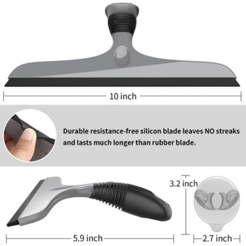 MR.Siga Multi-Purpose Silicon Squeegee Includes Suction Hook, 10 inch, Grey & Black, 1 Pack