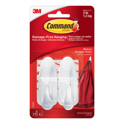 Command Medium Designer Hooks [Removable]: 1-pack (White) [6-sets]