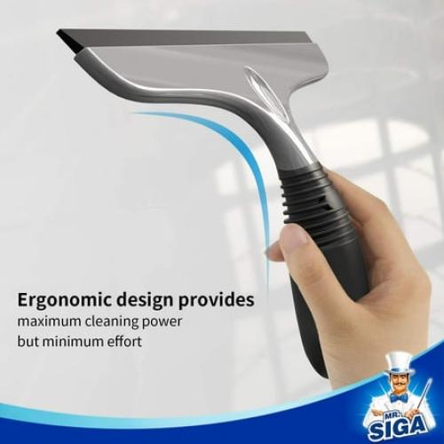 MR.Siga Multi-Purpose Silicon Squeegee Includes Suction Hook, 10 inch, Grey & Black, 1 Pack