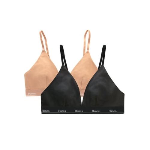 Hanes Originals Women's Stretch Triangle Bra, 2-Pack
