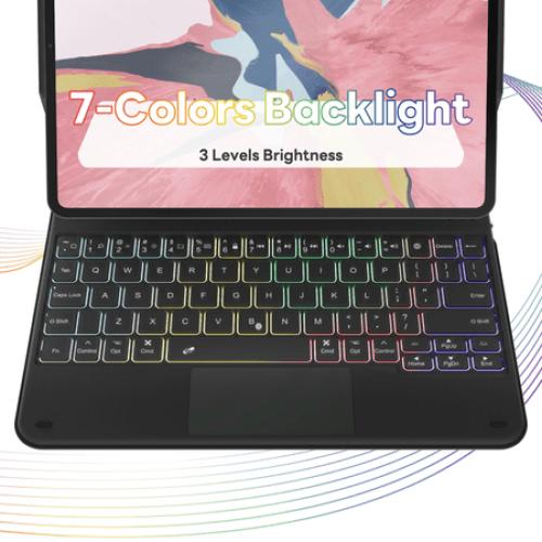 EIP iPad Keyboard Case for Apple iPad Pro 11 inch 4th/3rd/2nd/1st, iPad Air 5th/4th with Magic Keyboard, Trackpad, 7 Color Backlight, Magnetic Detachable Case iPad Pro Wireless Hinged Keyboard Case
