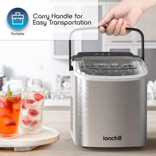 Ionchill Quick Cube Ice Machine, 26lbs/24hrs Portable Countertop Bullet Cubed Ice Maker