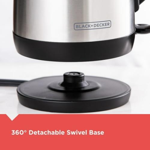 BLACK DECKER 1.7 Liter Electric Cordless Kettle, Stainless Steel