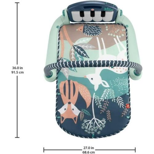 Fisher-Price Baby Gym Playmat With Kick & Play Piano And Tummy Time Toys, Navy Fawn