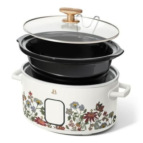 Beautiful 6 Qt Programmable Slow Cooker, Wildflower White Icing by Drew Barrymore