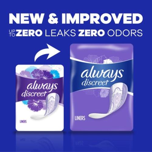 Always Discreet Incontinence Panty Liners, 2, Very Light, Lightly Scented 120 CT