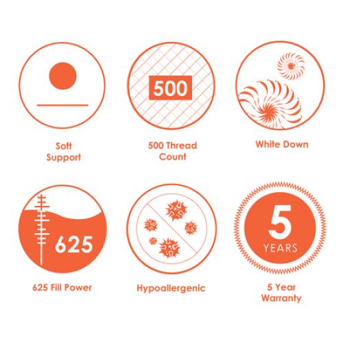 20x30 2 Pack 625 Loft White Down Pillow - Soft Support - Queen Size