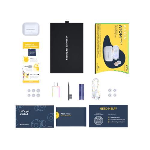 White Case Nude Aid Audien Hearing Atom Pro 2 Rechargeable, over the counter, Hearing Aid, 0.6 lb – Comfortable, Lightweight, Battery