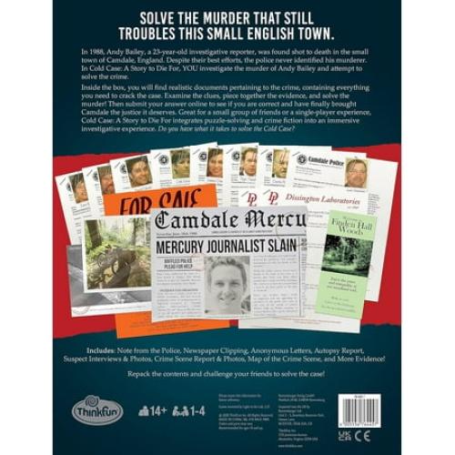 ThinkFun Cold Case: A Story to Die For Murder Mystery Game