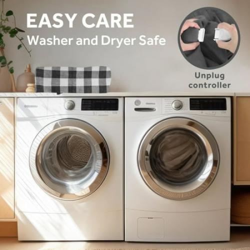 Sunbeam Electric Heated Throw Blanket Black/White Plaid Microplush Faux Shearling 4 Heat 50x70