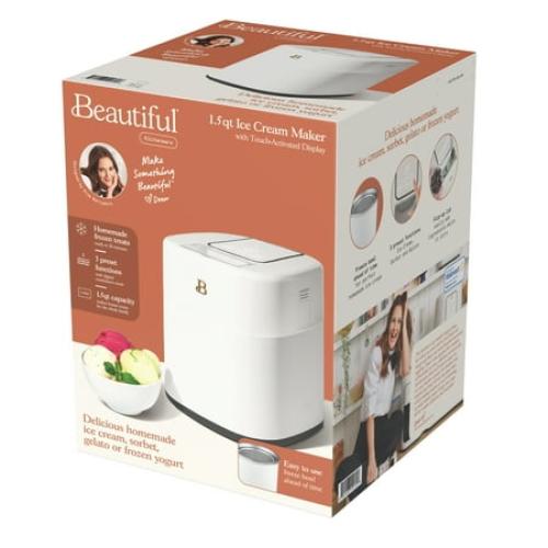 Beautiful 1.5 Qt Ice Cream Maker with Touch Activated Display, White Icing by Drew Barrymore