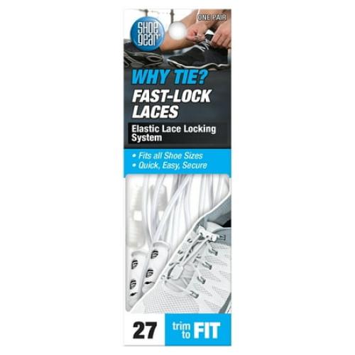 Shoe Gear Why Tie Fast-Lock Laces for Men and Women, Polyester, White, One Size