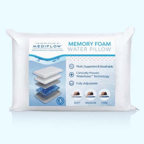 Mediflow Memory Foam Water Pillow - Adjustable Pillow for Neck Pain Relief, Pillow for Side, Back, and Stomach Sleepers, The Original Inventor of The Water Pillow, Memory Foam Bed Pillow (1 Pillow)