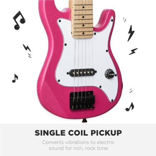 Best Choice Products 30in Kids Electric Guitar Beginner Starter Kit w/ 5W Amplifier, Strap, Case - Pink Sparkle