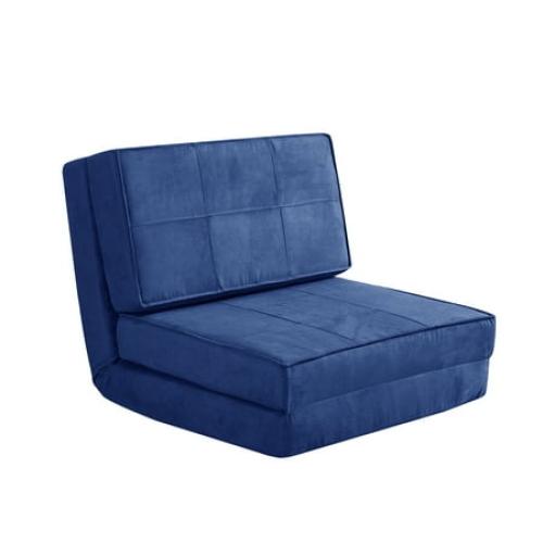 Your Zone Ultra Soft Suede 3 Position Convertible Flip Lounge Chair, Blue ( Ps: Title Damage - See in the Pictures)