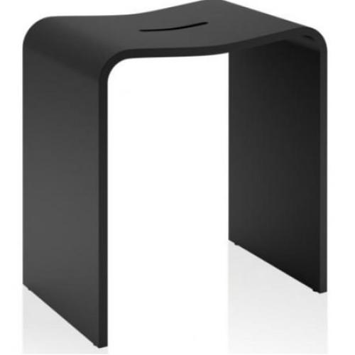 Navaris Black Acrylic Shower Bench - Waterproof Stool for Bathroom or Vanity 17.1 x 14.6 x 11 - Modern Glam Transparent Seat - Holds up to 220 lbs