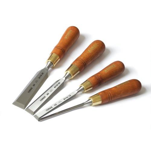 Narex Czech Steel Premium 4 pc set 6 (1/4) 12 (1/2) 20 (3/4) 26 (1) mm Chisels w/Hornbeam Handles