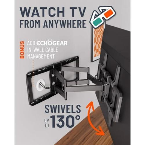 ECHOGEAR MaxMotion TV Wall Mount for 42”- 90” TVs up to 125lbs – Full Motion Tilts, Swivels, Extends