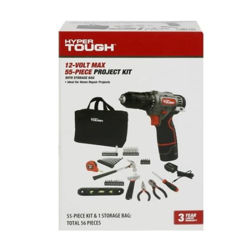 Hyper Tough 12V Max Cordless Drill Project Kit, 55-Piece, Holiday Gift