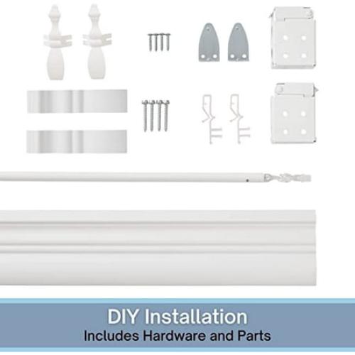 WHITE Lotus & Windoware Cordless 2 Faux Wood Room Darkening Horizontal Blind, 45 Width x 48 Length, Bright White, Smooth