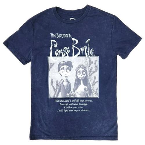 Small Corpse Bride Mens Navy Blue Short Sleeve Graphic Tee Halloween T-Shirt