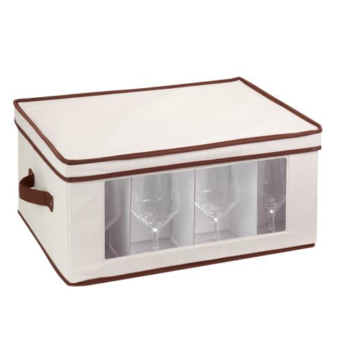 Honey-Can-Do SFT-02067 Natural Canvas Soft Storage Box Large Window Box 18x14
