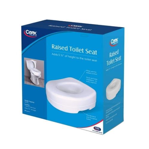 Carex Raised Toilet Seat with 5 in Height, Slip-Resistant & Removable, 300 lb Limit