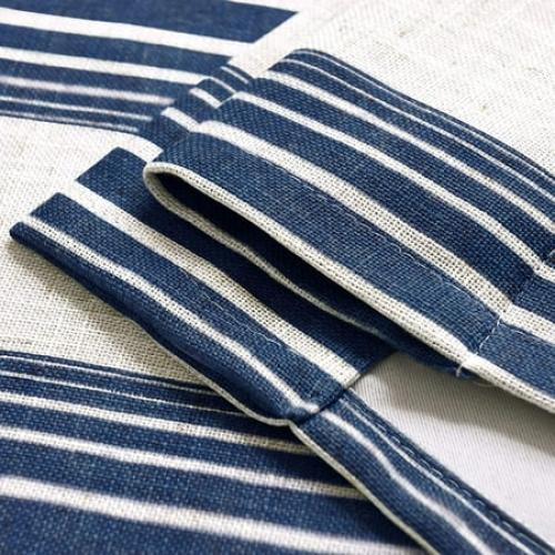 DriftAway Chris Vertical Striped Pattern Blackout Room Darkening Thermal Insulated Tie Up Adjustable Balloon Rod Pocket Curtain for Small Window, 45 x 63, Ivory Dark Blue