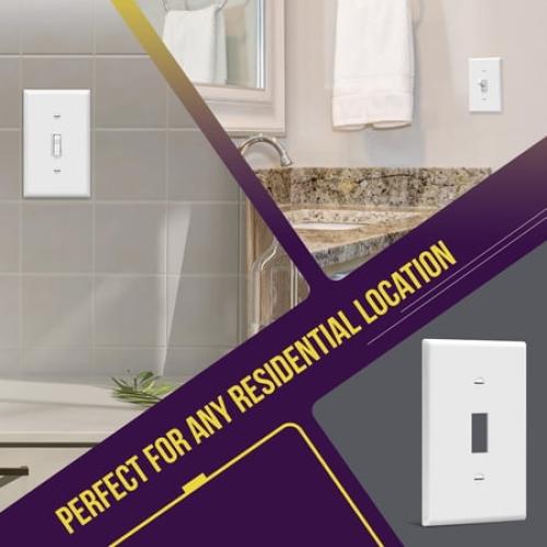 ENERLITES Light Switch Cover Plate, Toggle Wall Plate Cover, Size 1-Gang 4.50 x 2.76, Unbreakable Polycarbonate Thermoplastic, 8811-W-10PCS, White (10 Pack)