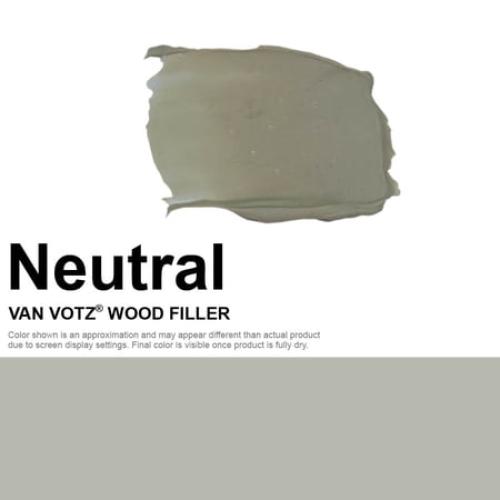 VAN VOTZ Waterproof Wood Filler [17oz, Neutral] - Exterior Grade Wood Repair in 18 Paintable and Stainable Colors. Strong Adhesion and Durability for Outdoor Wood in All Weather Conditions.
