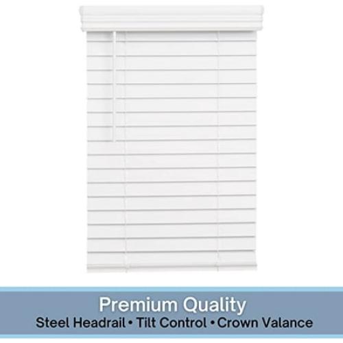 WHITE Lotus & Windoware Cordless 2 Faux Wood Room Darkening Horizontal Blind, 45 Width x 48 Length, Bright White, Smooth