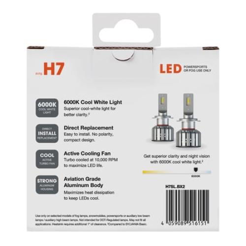 Sylvania H7 LED Fog Light and Powersport Bulb, 2 Pack, Compatible with Multiple Cars