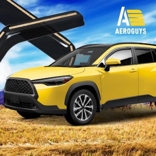 Black 4 Pack AEROGUYS In-Channel Window Deflectors Extra Durable Window Visors Rain Guards Fit for Toyota Corolla Cross 2022-2024, Sun Visors, Wind Vent Visors, Car Accessories - 4 pcs. AG0493