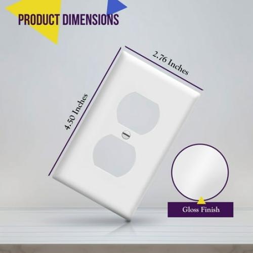 Enerlites 1-Gang 4.50 x 2.76 Duplex Wall Plates Kit, Electrical Outlet Covers, White, 10pcs