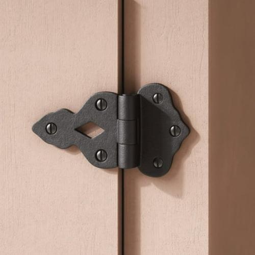 Renovators Supply Cabinet Hinges 2 Black Wrought Iron Hoosier 3/8 Offset Kitchen Cabinet Hinges w/Hardware