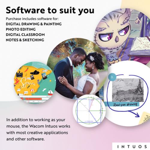 Wacom Intuos Graphics Drawing Tablet, 3 Bonus Software Included, 7.9x 6.3, Black, Small (CTL4100)