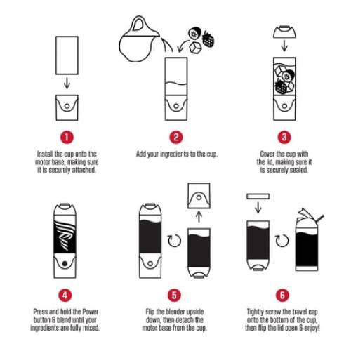 FitRx Rocket Electric Smoothie Blender Bottle, Rechargeable Portable Personal Blender, 18oz., Black