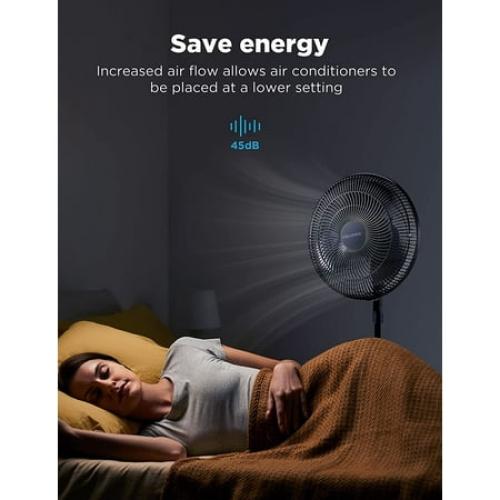 PELONIS Fan Portable 16 Inch Pedestal Fan, 3-Speed, 90 Oscillation, Adjustable Height, Standing Floor Fan for living room, bedroom, kitchen, and home office, Black, PFS40M2ABB