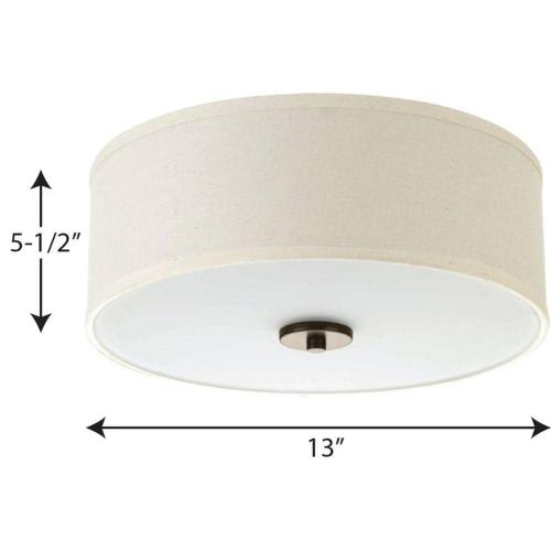 Progress Lighting Inspire Collection 13 in. 2-Light Antique Bronze Kitchen Transitional Ceiling Light Drum Flush Mount