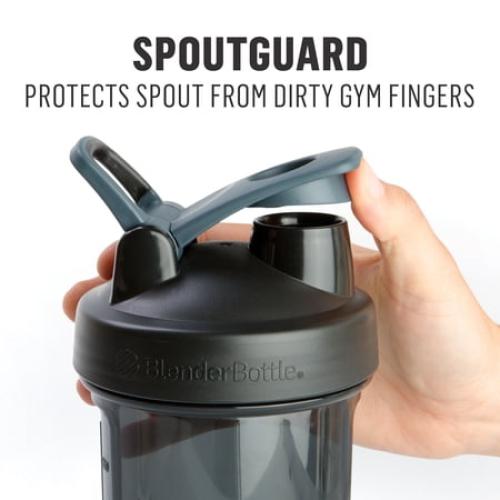 BlenderBottle Pro Series 32 oz Black Solid Print Shaker Cup with Wide Mouth and Flip-Top Lid