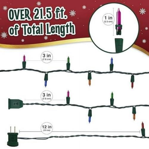 Stargo Warm Multi Color Christmas Tree Lights - 20 ft String of 105 Incandescent Mini Bulbs Multifunctional Lighting Modes, for Decorative, Bedroom, Outdoor, Xmas Twinkle Lights with Green Wire Total